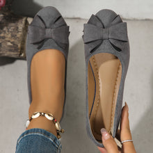 Load image into Gallery viewer, Women's Suede Bowtie Cross-Strap Slip-On Shoes | Low Wedge Heel | Elastic Band Comfort Fit
