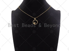 Load image into Gallery viewer, 18k Dainty Gold Butterfly On Round Ring Shape Charms, Dainty Charms, Gold Pendant, Round Ring Necklace Charms, 18x20mm, Sku#LK174