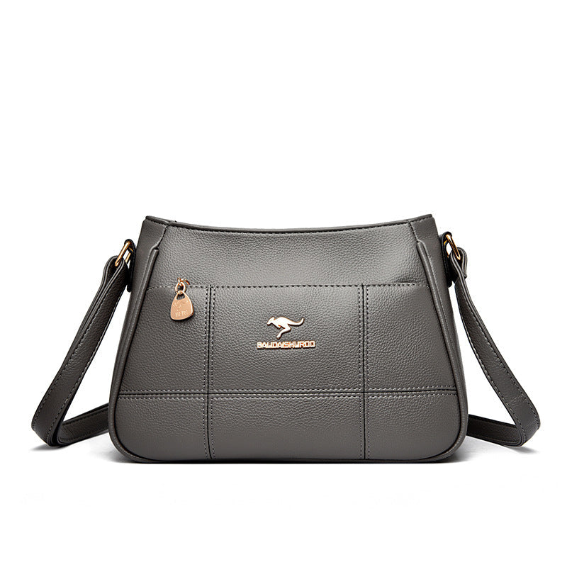 Women's PU Leather Crossbody Bag – Patchwork Shoulder Bag with Multi-Pocket Organizer