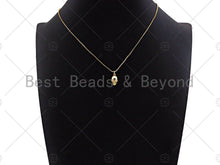 Load image into Gallery viewer, Dainty Gold Skull Head Pendant/Charm,Cubic Zirconia Charm, Necklace Bracelet Charm Pendant,7x14mm, Sku#ML31