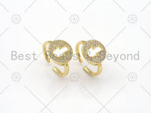 Load image into Gallery viewer, CZ Hamsa Hand On Coin Shape Adjustable Ring, Sku#X217