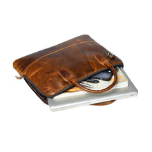 Load image into Gallery viewer, Modernist Leather Laptop Bag- Brown