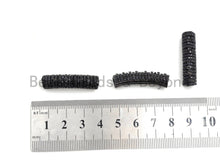 Load image into Gallery viewer, Black CZ Pave On Black 32x8mm Half Full Pave Tube for Bracelet/Necklace, Cubic Zirconia Separator Tube, Tube Beads, sku#C102