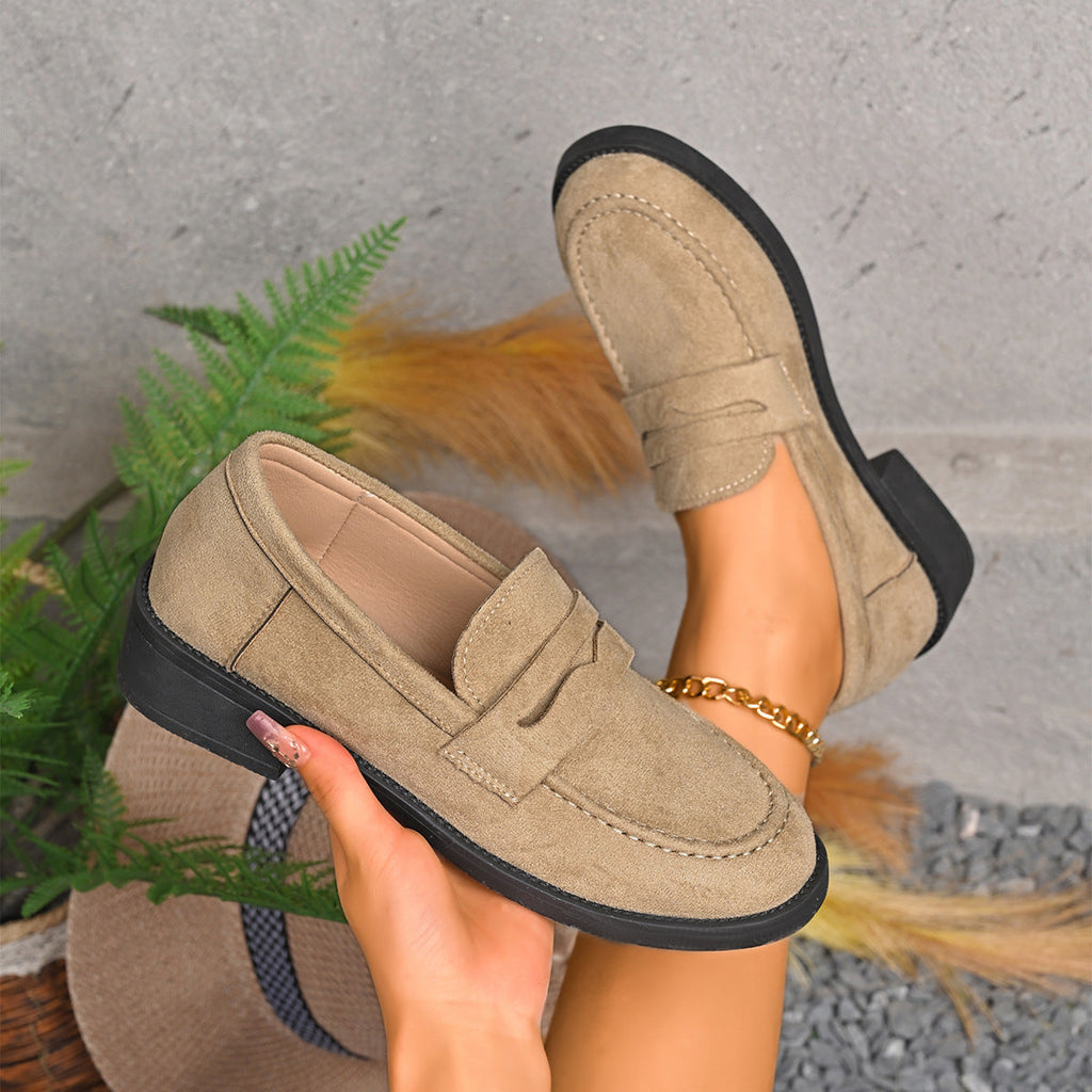 Women's Vintage Suede Loafers - British Style Slip-On Shoes