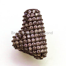 Load image into Gallery viewer, CZ Micro Pave Nugget Spacer Beads with Clear Crystal for Bracelet/Necklace, Cubic Zirconia Beads, 17x12x6mm, Bracelet Charms, sku#G64