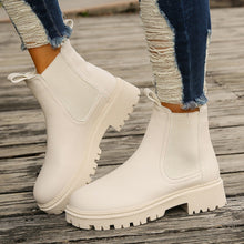Load image into Gallery viewer, Women's Chunky Heel Martin Ankle Boots – Round Toe Slip-On Block Heel Booties