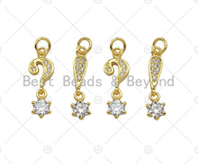 Load image into Gallery viewer, CZ Micro Pave Question Mark Exclamation Mark With Big CZ Pendant, 18K Dainty Gold Charm, Necklace Bracelet Charm Pendant,8x14mm,Sku#LK310