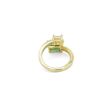 Load image into Gallery viewer, Gold Silver Green Clear Square CZ Adjustable Ring, Sku#A134