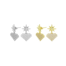 Load image into Gallery viewer, Gold Silver North Star Heart Earrings, Sku#A162