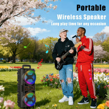 Load image into Gallery viewer, Portable Bluetooth Speaker with Subwoofer Bass, Dual 6.5" LED Woofers and Microphone