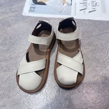 Load image into Gallery viewer, Women's Breathable Roman Sandals – Closed Heel, Velcro Strap, Round Toe
