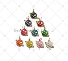 Load image into Gallery viewer, Colorful Enamel Five Star On Earth Shape Pendant,18K Gold Filled Earth Star Charm, Necklace Bracelet Charm Pendant, Sku#JD25