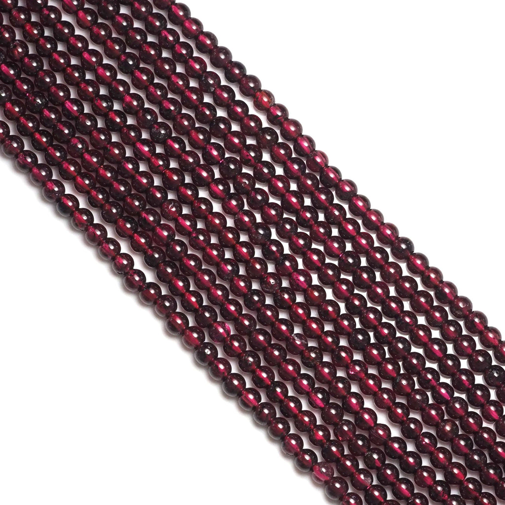 Genuine Red Garnet Round Smooth Beads, Sku#U1740