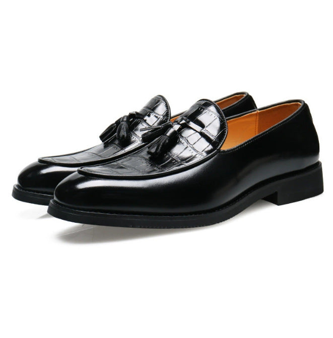 Men's Pointed-Toe Slip-On Dress Shoes | British Business-Casual PU Leather Loafers