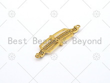 Load image into Gallery viewer, CZ Micro Pave Bow and Arrow Shape Connector, 18K Gold Filled Bow and Arrow Charm, Necklace Bracelet Charm Pendant, 44x12mm, Sku#L619