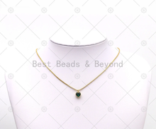 Load image into Gallery viewer, Colorful Big CZ Micro Pave Heart Shape Pendant,18K Gold Filled Heart Charm, Necklace Bracelet Charm, Sku#LK530