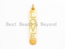 Load image into Gallery viewer, CZ Love Micro Pave Long Bar Love Pendant, Cubic Zirconia Strip Pendant, Micro pave Oval shape pendant, 50x9mm, sku#F354