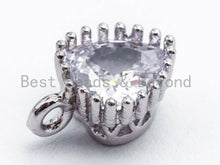 Load image into Gallery viewer, Small Micro Pave Heart Shaped Pendant with Big Clear CZ, Cubic Zirconia Pendant Charm,Gold/Silver, 7x10mm, sku#B80