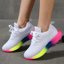 Load image into Gallery viewer, Women's Lace-Up Mesh Sneakers | Rainbow Sole Breathable Running Shoes