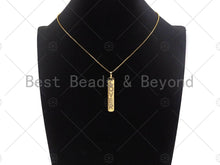 Load image into Gallery viewer, CZ Micro Pave LOVER Long Bar Pendant, Cubic Zirconia Strip Pendant, Gold Lover Bar,  Micro pave Bar shape pendant, 8x51mm, sku#LK136
