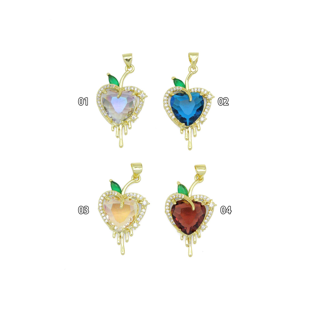 Big Crystal Dripping Heart Charm Pendant, Sku#LK1078