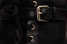 Load image into Gallery viewer, The Estrada Black Leather Lace-Up Platform Heel Mid Calf Women Boot