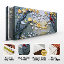 Load image into Gallery viewer, Golden Petals and Scarlet Wings Wall Art