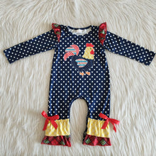 Load image into Gallery viewer, Girl Chicken Dot Romper
