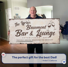 Load image into Gallery viewer, Personalized Basement Bar Sign: Custom Bar Signs for Home Bar – Perfect Man Cave Wall Decor
