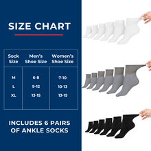Load image into Gallery viewer, Women's Cotton Diabetic Ankle Socks (6 Pair)