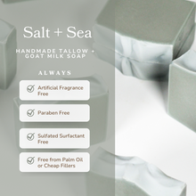 Load image into Gallery viewer, Salt + Sea Bar Handmade Tallow and Goat Milk Soap Bar