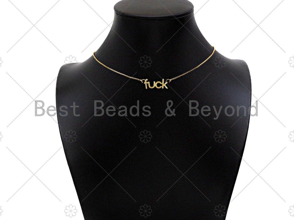 CZ Micro Pave FUCK Word Pendant/Charm,Cubic Zirconia Fuck Charm, 9x20mm, Sku#L472