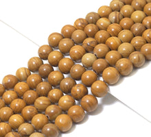 Load image into Gallery viewer, Genuine Yellow Wood Agate Round Smooth Beads, 6mm/8mm/10mm/12mm. Sku#U1496