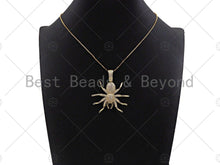 Load image into Gallery viewer, CZ Micro Pave Spider Shaped Pendant/Charm, Cubic Zirconia Pendant Charm, Focal Spider Charm, Halloween Charm, 40x47mm,Sku#L380
