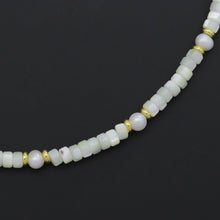 Load image into Gallery viewer, Natural Mother of Pearl Heishi Beads with Gold spacer neckla