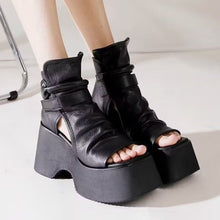 Load image into Gallery viewer, Women's Retro Platform Round Toe High Top Sandals - Korean Style Open Toe Summer Shoes