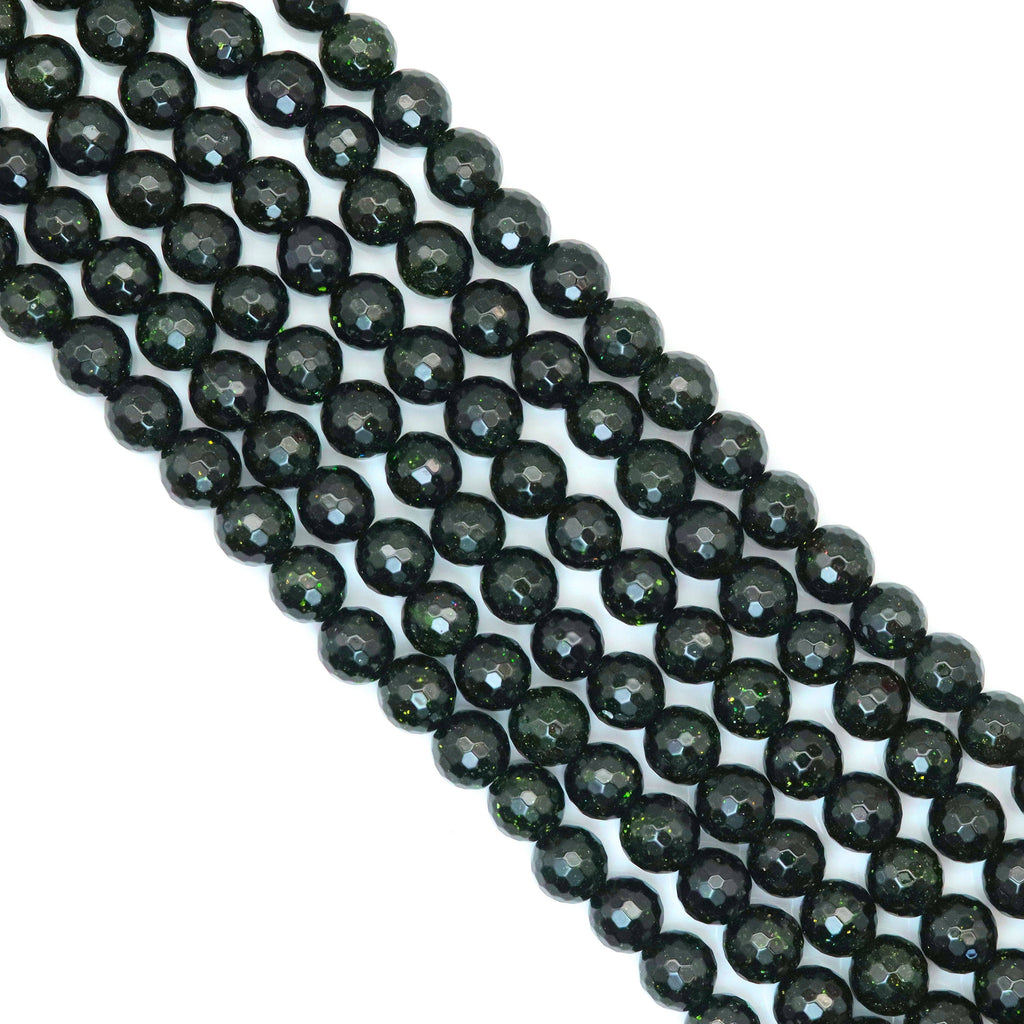 Green Goldstone Round Faceted Beads, Sku#U1790