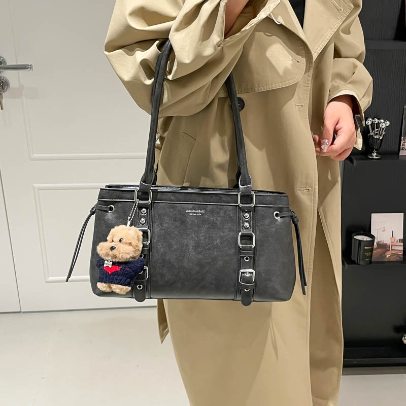 Women's Large-Capacity PU Leather Shoulder Bag – Versatile Under-Arm Commuter Handbag