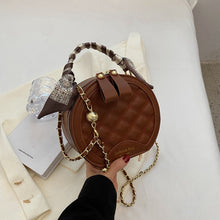 Load image into Gallery viewer, Small Round Embroidered Crossbody Bag for Women – Diamond Pattern PU Leather