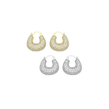 Load image into Gallery viewer, Gold Silver CZ Bag Shape Earrings, Sku#A269