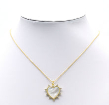 Load image into Gallery viewer, CZ Pave Mother of Pearl Spike Heart Charm, Sku#L713