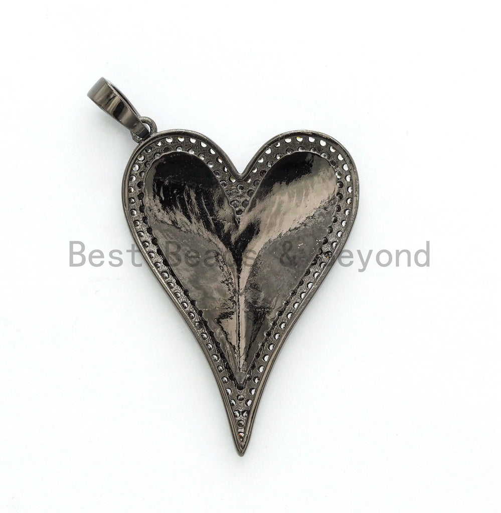Pave CZ Enamel Heart Pendant, sku#F566