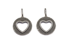 Load image into Gallery viewer, Antique Finish  CZ Micro Pave Hollow Out Heart Pendant, Silver Tone, 28x31mm,sku#F991C