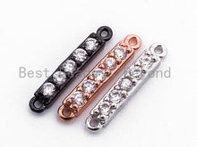 Load image into Gallery viewer, CZ Clear Micro Pave Small Bar Shaped Connector for Bracelet/Necklace, Cubic Zirconia Link Connector, 3x16mm, 1pc/2pcs, sku#A64