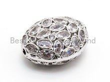 Load image into Gallery viewer, 25mm/18mm CZ Micro Pave Large Oval Spacer Beads Diamond Crystal for Bracelet/Necklace, Cubic Zirconia Large Space Beads, 1pc, sku#G303