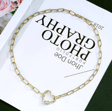 Load image into Gallery viewer, Paperclip Chain Heart Lock Necklace, sku#CL10