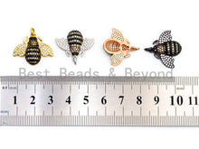Load image into Gallery viewer, BEE Inspired Charm, CZ Micro Pave Inspired insect Charm, Pave Bug Charm, Gold/Rose Gold/Silver/Black, 19x22x5mm,SKU#F435