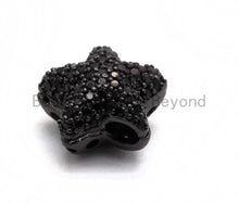 Load image into Gallery viewer, Black CZ Pave On Black Micro Pave Puffy Star Spacer Beads , Cubic Zirconia Star Spacer Beads,12mm, sku#C97