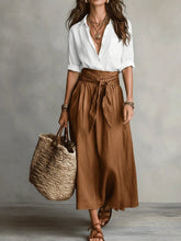 Load image into Gallery viewer, Button-Down Shirt &amp; Straight Skirt Two-Piece Set