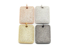 Load image into Gallery viewer, CZ Clear Micro Pave Large Rectangle Pendant, Rectangle Pave Pendant, Gold/Rose Gold/Silver/Gunmetal plated, 29x39mm, Sku#F666